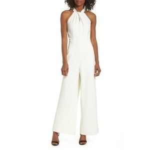 Julia Jordan Womens Twist Front Halter Jumpsuit JJ36624 Ivory Size 10